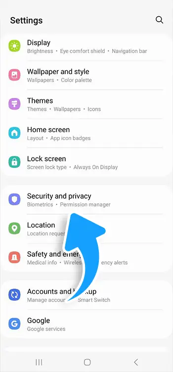1xBet Android install step 1: Open security settings